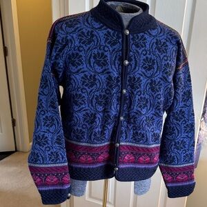 Dale of Norway Blue and Pink Cardigan Sweater